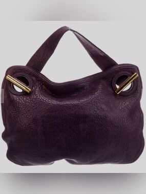 DEVI KROELL Eggplant Leather Short Shoulder Bag